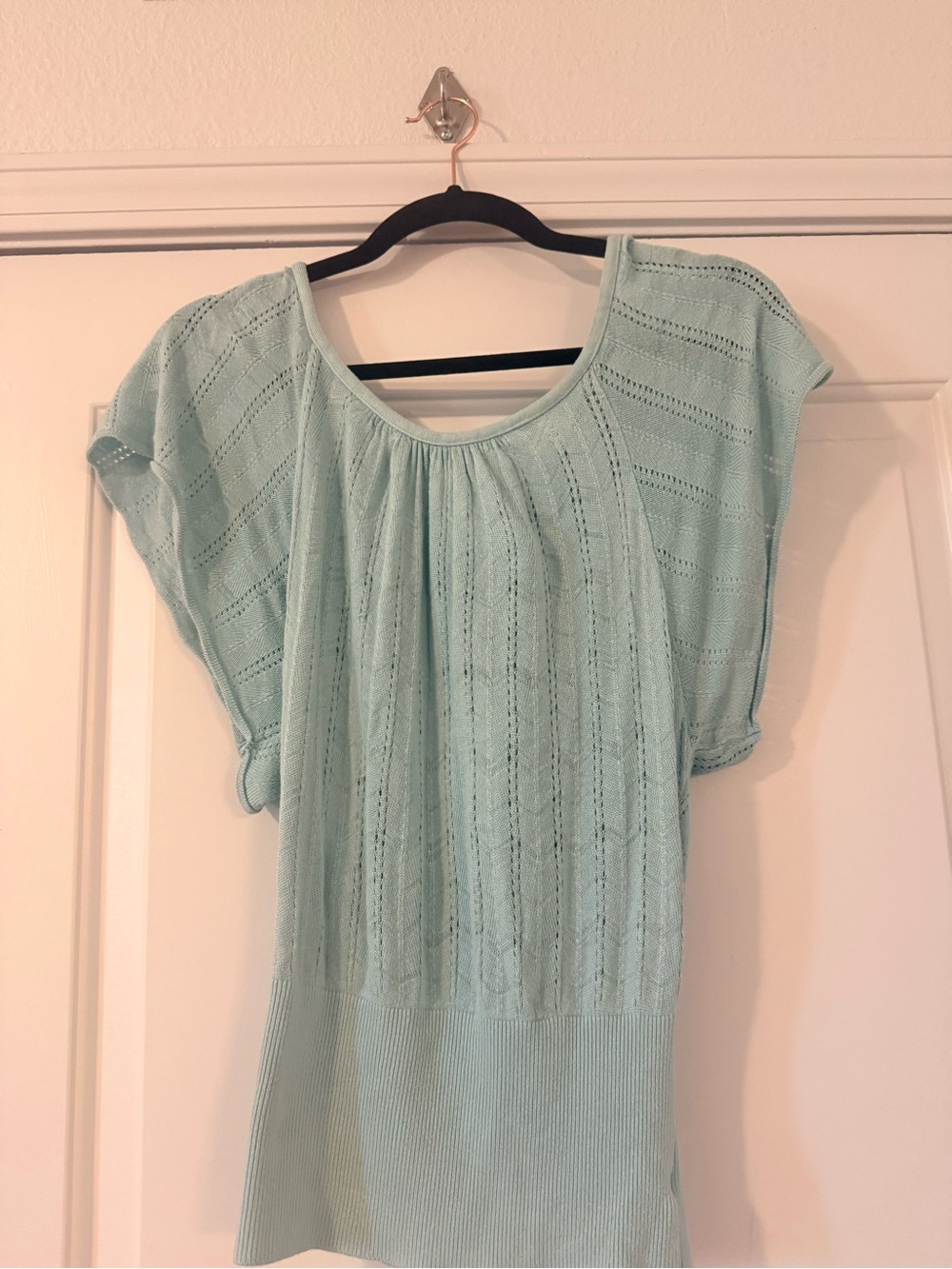 Light Mint Knit Short-Sleeve Top